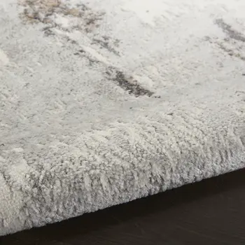 4' X 6' Ivory Black and Gray Abstract Non Skid Area Rug