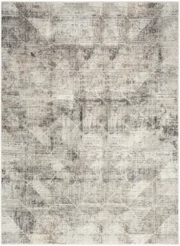 8' X 10' Ivory and Black Geometric Non Skid Area Rug