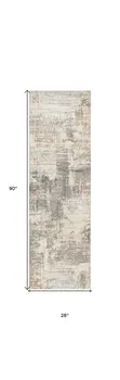 8' Beige and Gray Abstract Non Skid Runner Rug
