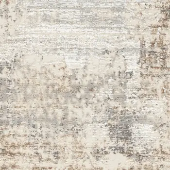 8' Beige and Gray Abstract Non Skid Runner Rug