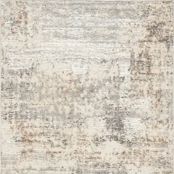8' Beige and Gray Abstract Non Skid Runner Rug