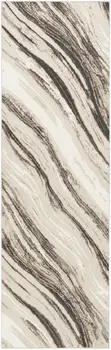 8' Beige and Gray Abstract Non Skid Runner Rug