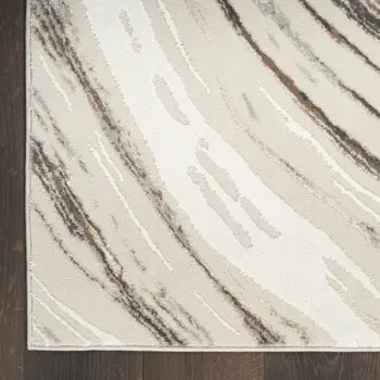 8' Beige and Gray Abstract Non Skid Runner Rug