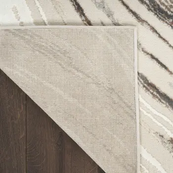 8' Beige and Gray Abstract Non Skid Runner Rug