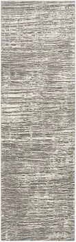 8' Ivory and Gray Abstract Runner Rug