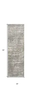 8' Ivory and Gray Abstract Runner Rug