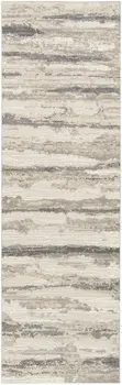 8' Beige Ivory and Gray Abstract Non Skid Runner Rug