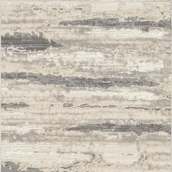 8' Beige Ivory and Gray Abstract Non Skid Runner Rug