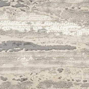 8' Beige Ivory and Gray Abstract Non Skid Runner Rug
