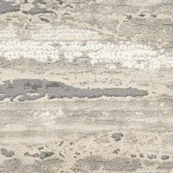 8' Beige Ivory and Gray Abstract Non Skid Runner Rug