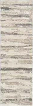 8' Beige Ivory and Gray Abstract Non Skid Runner Rug