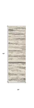 8' Beige Ivory and Gray Abstract Non Skid Runner Rug