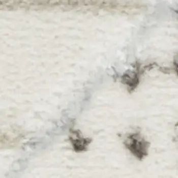 8' Beige Ivory and Gray Geometric Non Skid Runner Rug