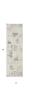 8' Beige Ivory and Gray Geometric Non Skid Runner Rug