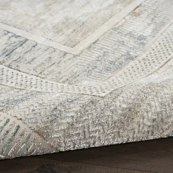 8' Gray and Ivory Geometric Non Skid Runner Rug
