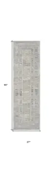 8' Gray and Ivory Geometric Non Skid Runner Rug