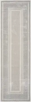 8' Silver and Ivory Geometric Non Skid Runner Rug
