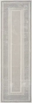 8' Silver and Ivory Geometric Non Skid Runner Rug
