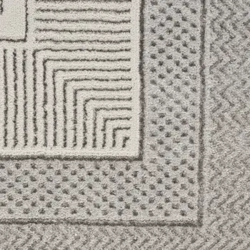 8' Silver and Ivory Geometric Non Skid Runner Rug