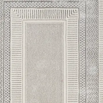 8' Silver and Ivory Geometric Non Skid Runner Rug