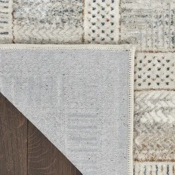 4' X 6' Ivory Blue and Gray Geometric Non Skid Area Rug