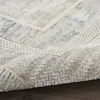 4' X 6' Ivory Blue and Gray Geometric Non Skid Area Rug