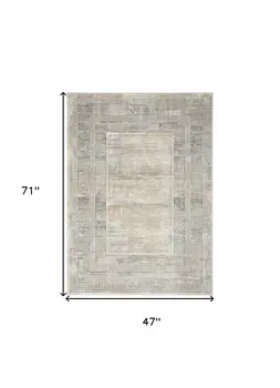 4' X 6' Ivory Blue and Gray Geometric Non Skid Area Rug