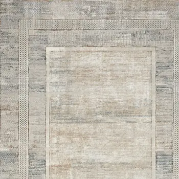 4' X 6' Ivory Blue and Gray Geometric Non Skid Area Rug