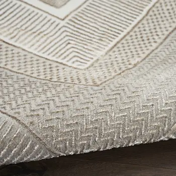 4' X 6' Gray and Ivory Geometric Non Skid Area Rug