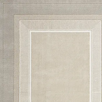 4' X 6' Gray and Ivory Geometric Non Skid Area Rug
