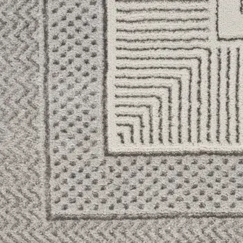 4' X 6' Silver and Ivory Geometric Non Skid Area Rug