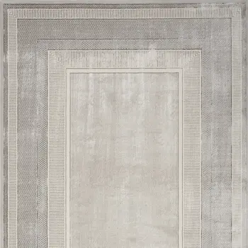 4' X 6' Silver and Ivory Geometric Non Skid Area Rug