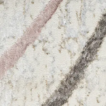 8' Ivory Black and Brown Abstract Non Skid Runner Rug