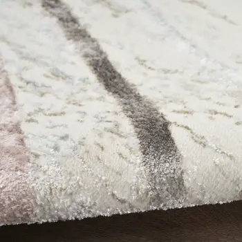 8' Ivory Black and Brown Abstract Non Skid Runner Rug