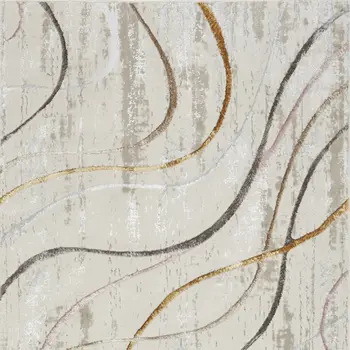 4' X 6' Ivory Black and Brown Abstract Non Skid Area Rug