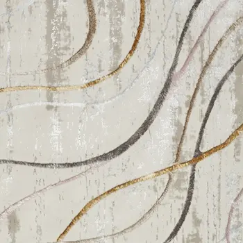 4' X 6' Ivory Black and Brown Abstract Non Skid Area Rug