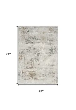 4' X 6' Ivory Black and Gray Abstract Non Skid Area Rug