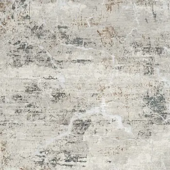4' X 6' Ivory Black and Gray Abstract Non Skid Area Rug