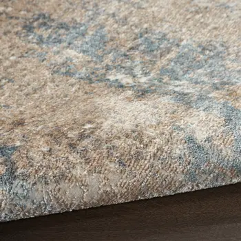 8' Ivory Charcoal and Taupe Abstract Distressed Non Skid Runner Rug