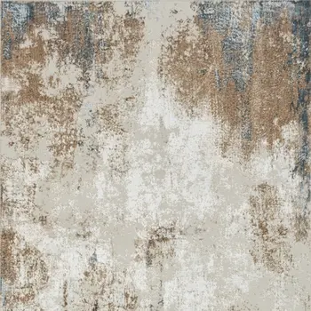 4' X 6' Ivory Charcoal and Taupe Abstract Distressed Non Skid Area Rug