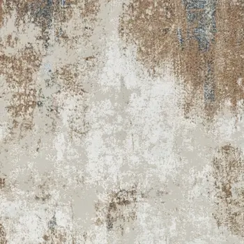 4' X 6' Ivory Charcoal and Taupe Abstract Distressed Non Skid Area Rug