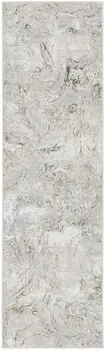 8' Ivory Black and Gray Abstract Non Skid Runner Rug