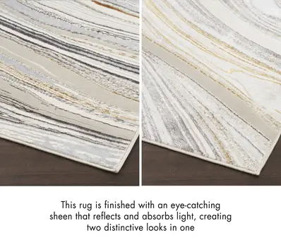 8' Ivory Gold and Gray Abstract Non Skid Runner Rug