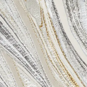 8' Ivory Gold and Gray Abstract Non Skid Runner Rug