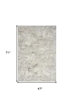 4' X 6' Ivory Brown and Gray Abstract Non Skid Area Rug