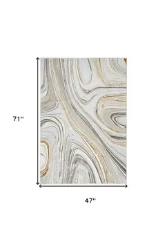 4' X 6' Ivory Gold and Gray Abstract Non Skid Area Rug