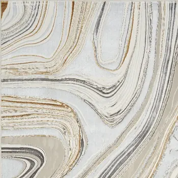 4' X 6' Ivory Gold and Gray Abstract Non Skid Area Rug