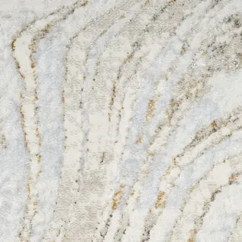 8' Ivory Gold and Gray Abstract Non Skid Runner Rug