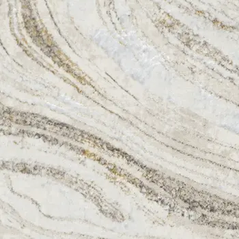 8' Ivory Gold and Gray Abstract Non Skid Runner Rug