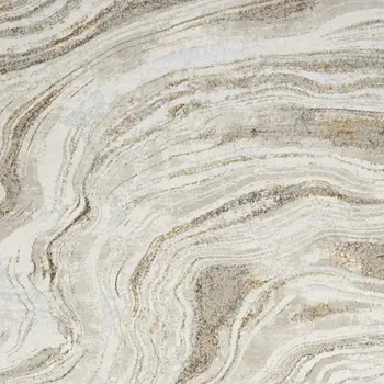 4' X 6' Ivory Gold and Gray Abstract Non Skid Area Rug